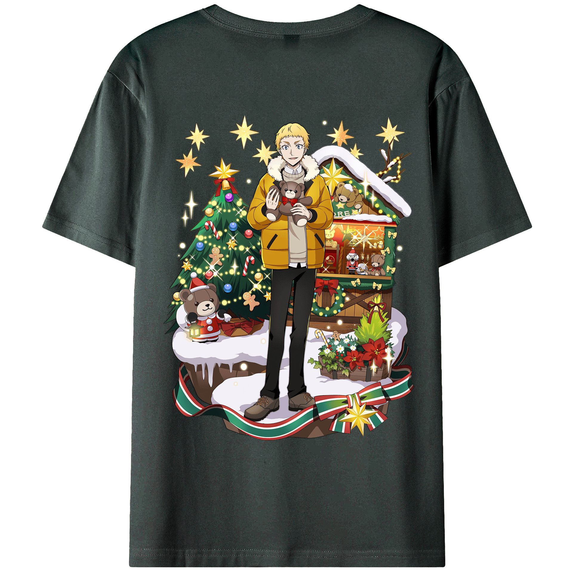 （画像用） 文豪ストレイドッグス Bungo Stray Dogs 綿100％ メンズ半袖Tシャツ（バックプリント） 通気性